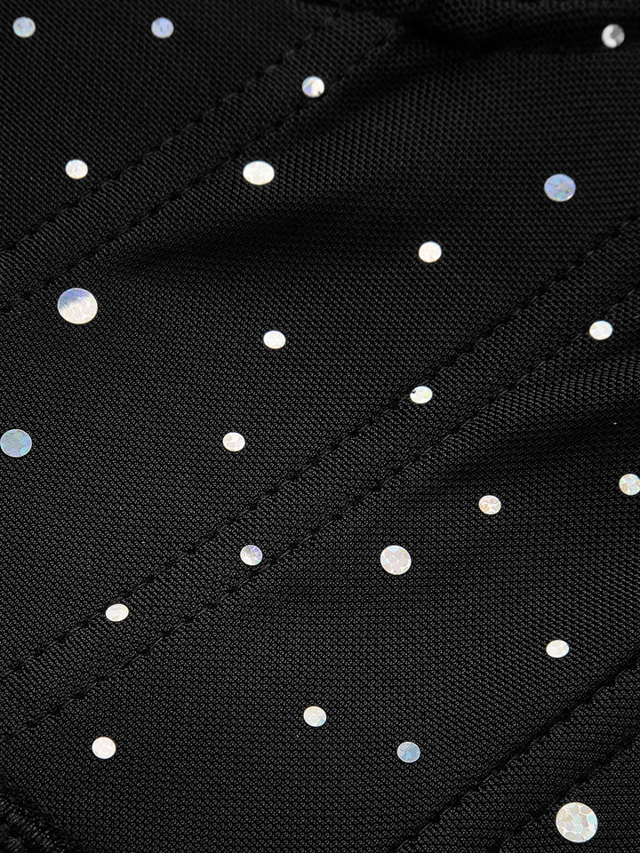 Corset Semi-Transparent à Pois en Maille