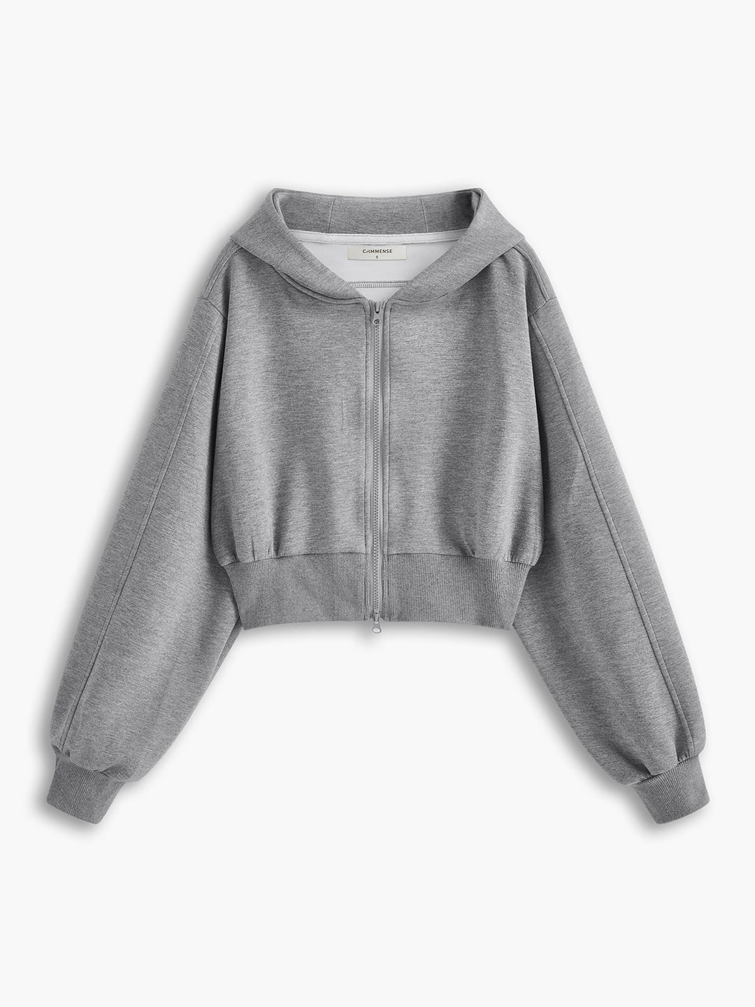 Sweat à capuche court zippé à manches longues