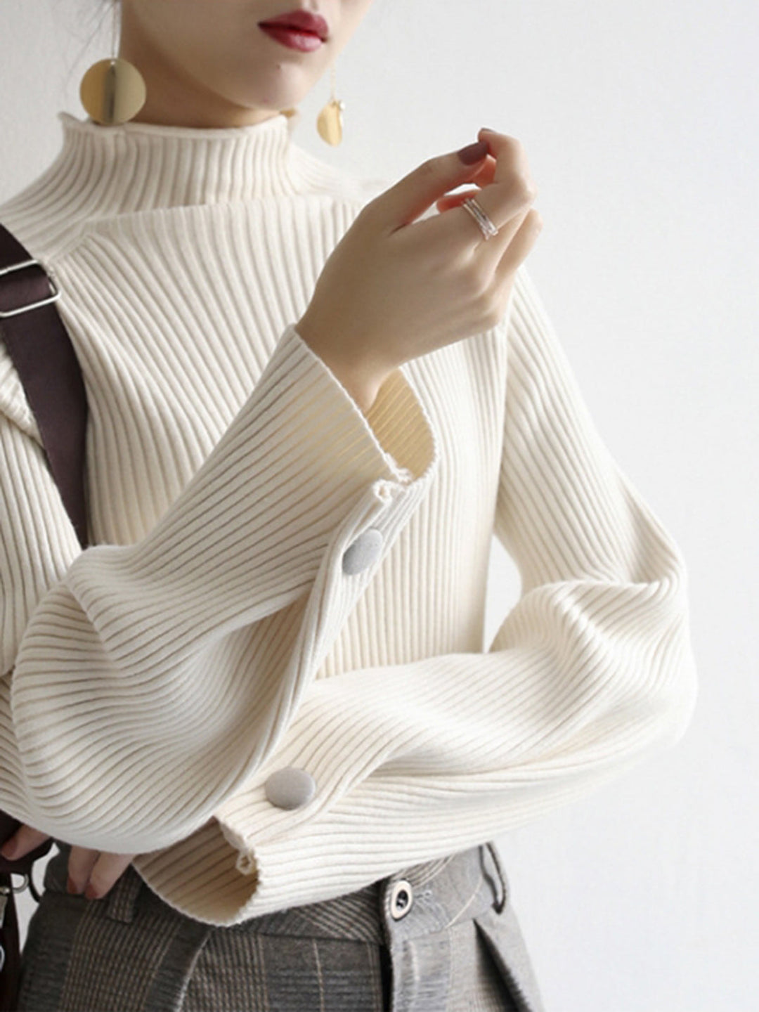 Sweater Uni Côtes Minimaliste
