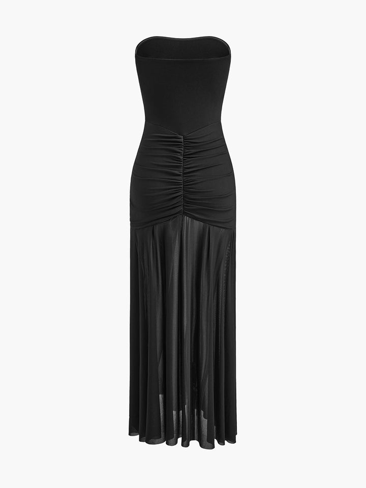 Robe Longue Plissée en Maille avec Châle