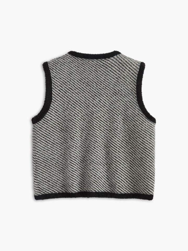 Gilet Bouton Métal Col V Vintage