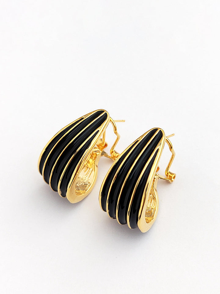 Boucles d'oreilles créoles à rayures contrastées