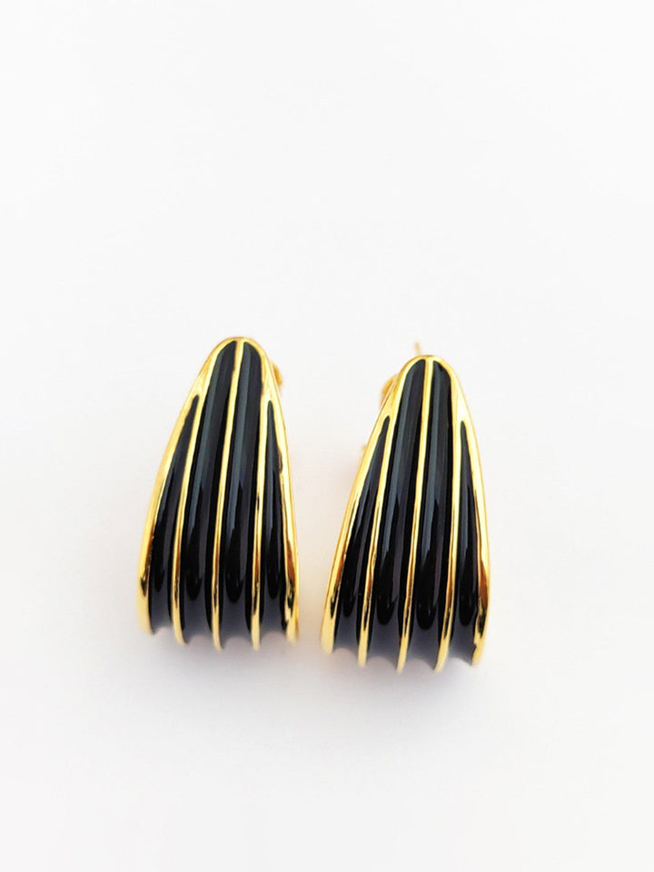 Boucles d'oreilles créoles à rayures contrastées