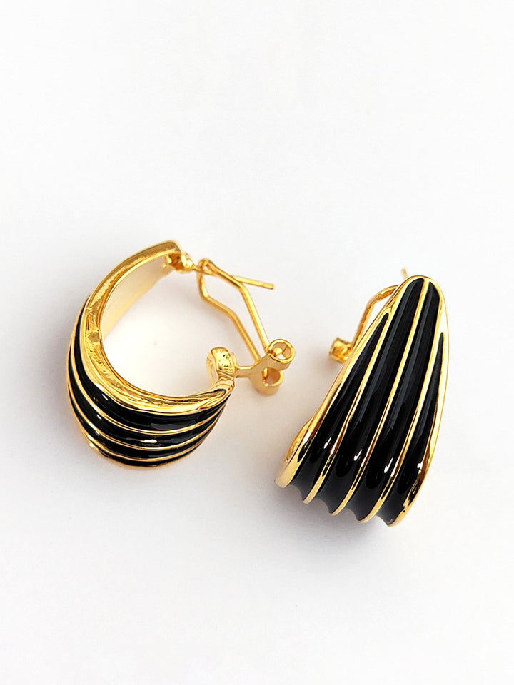 Boucles d'oreilles créoles à rayures contrastées
