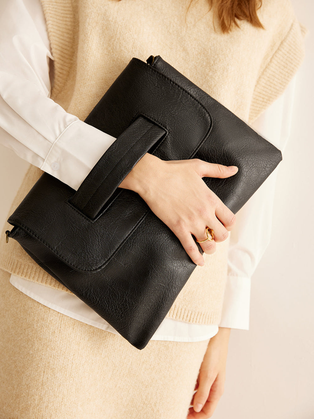 Grand Sac Pochette Souple à Rabat
