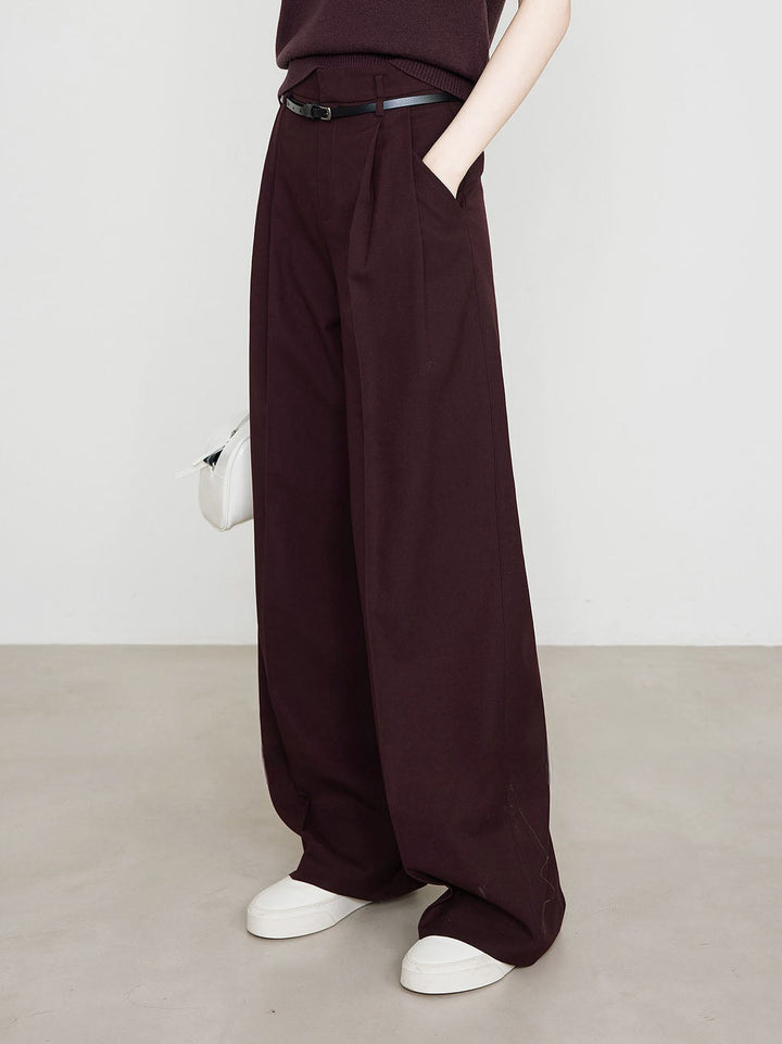 Pantalons utilitaires taille haute plissés sans ceinture