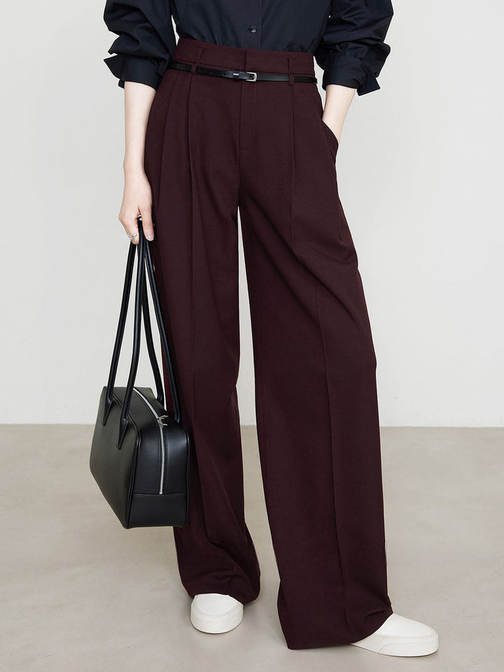 Pantalons utilitaires taille haute plissés sans ceinture