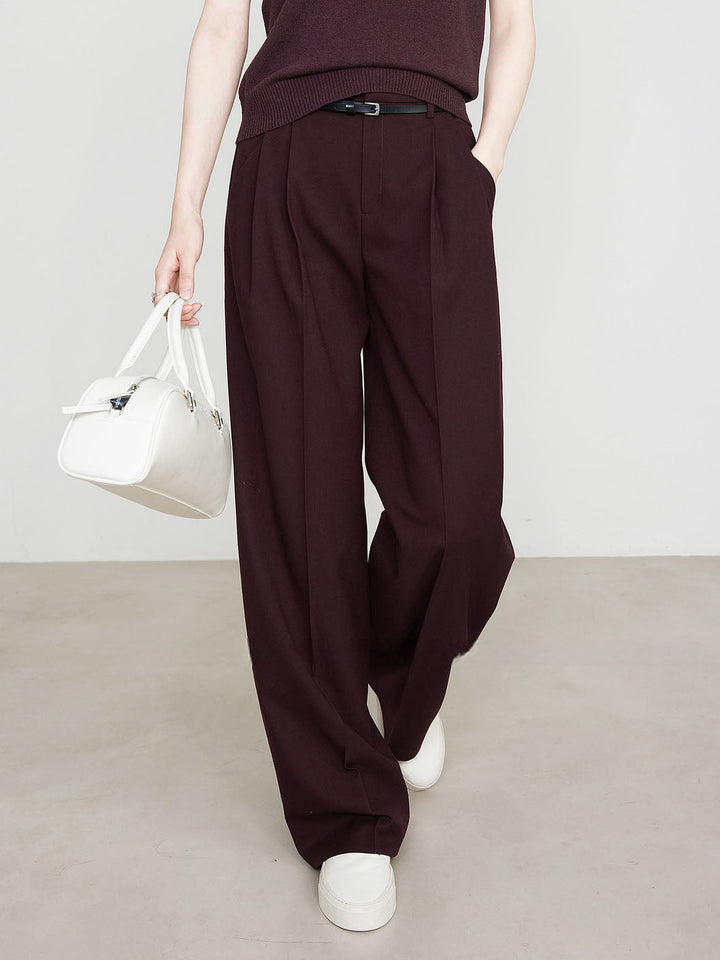 Pantalons utilitaires taille haute plissés sans ceinture