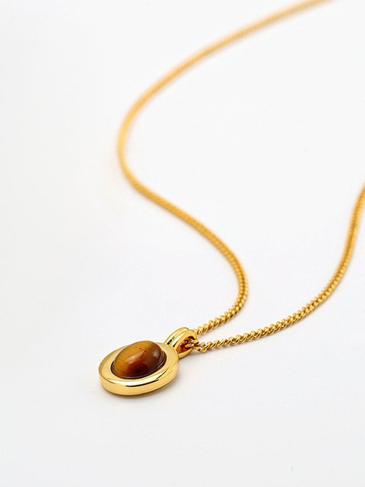 Collier Pendentif Minimaliste Œil de Tigre