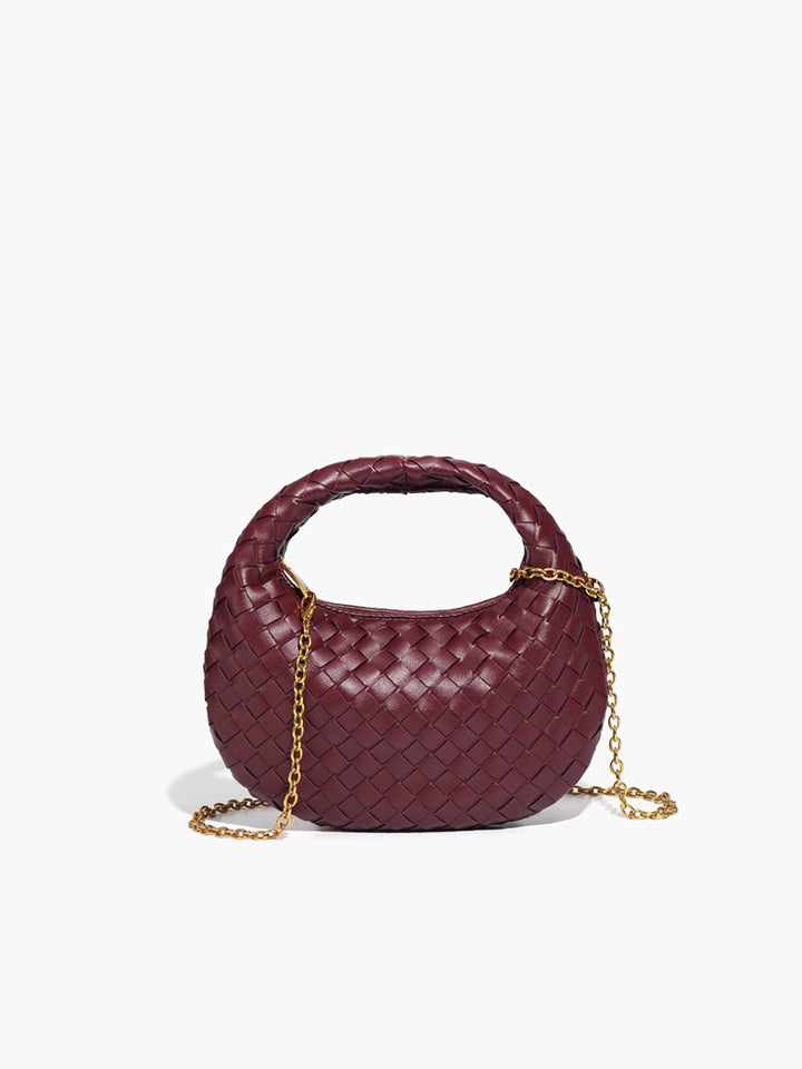 Sac à main zippé tissé arrondi