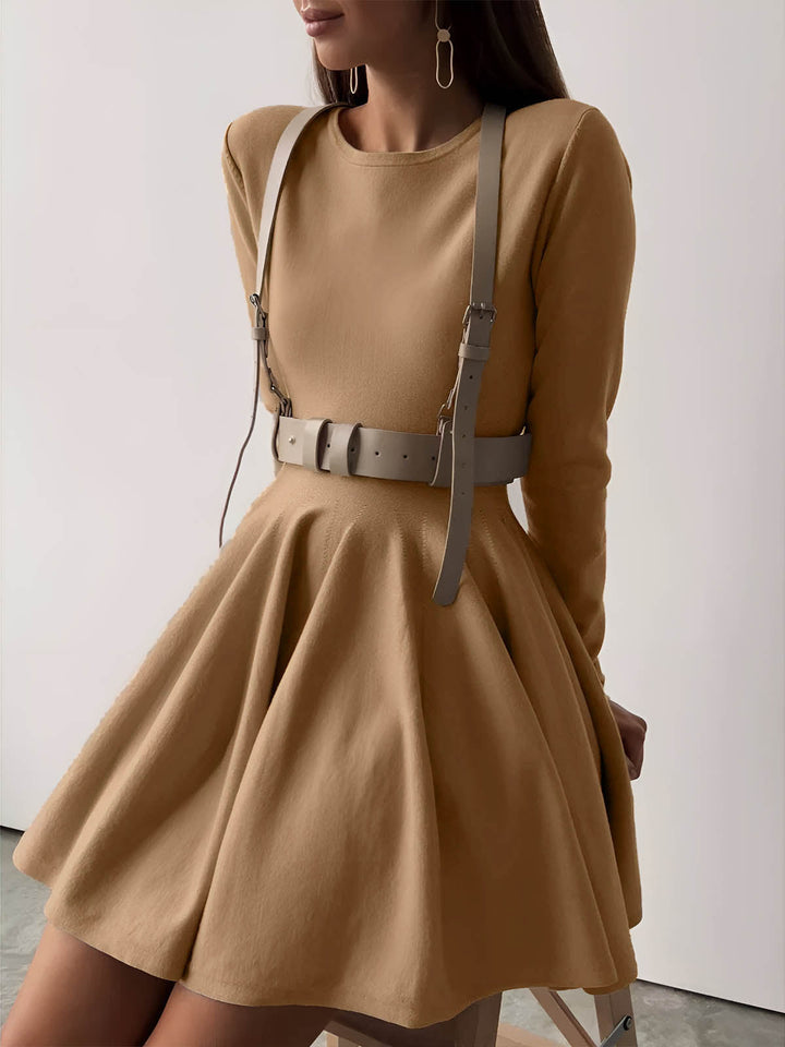 Robe Courte Pull Plissé Uni