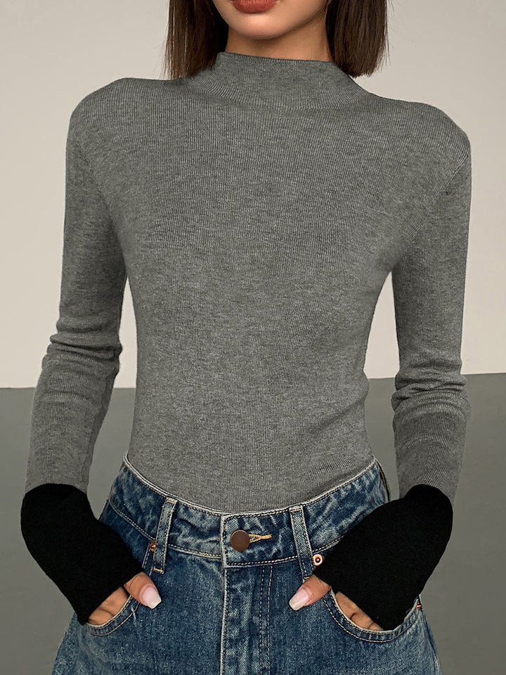 Haut en tricot avec poignets contrastants