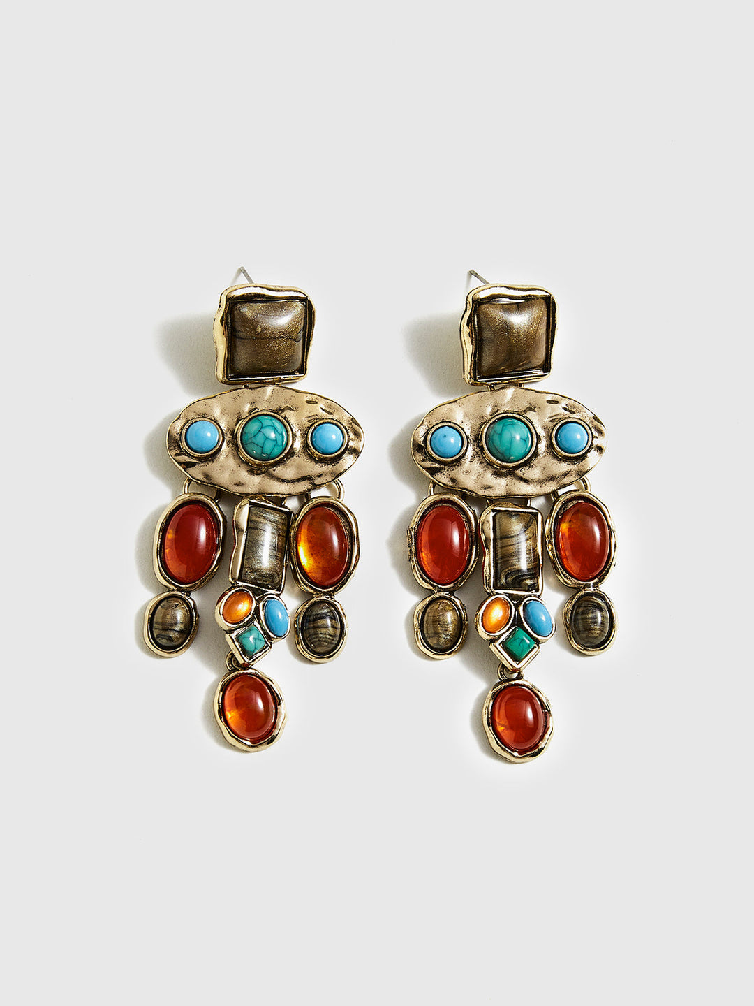 Boucles d'oreilles pendantes Baroque aux pierres précieuses colorées