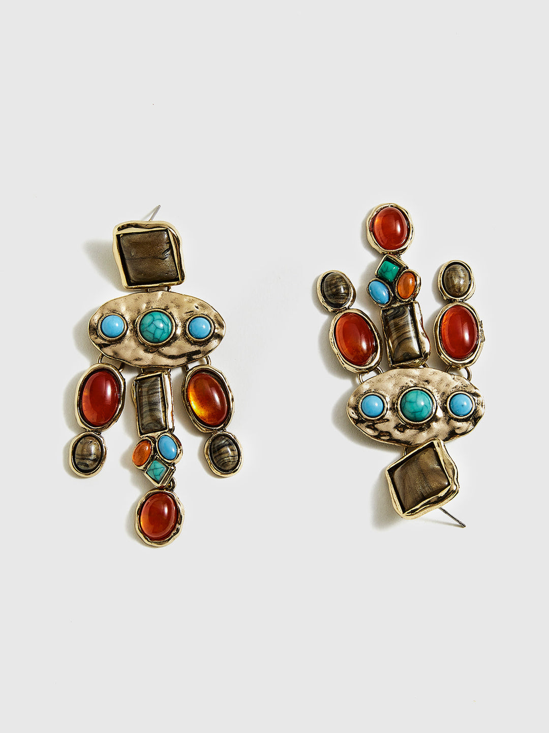Boucles d'oreilles pendantes Baroque aux pierres précieuses colorées