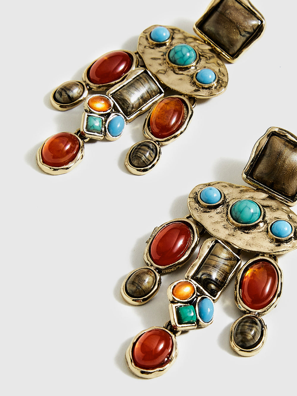 Boucles d'oreilles pendantes Baroque aux pierres précieuses colorées