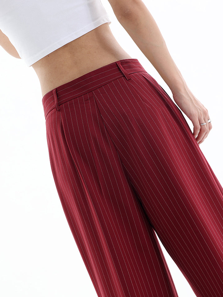 Pantalon à rayures asymétriques taille haute