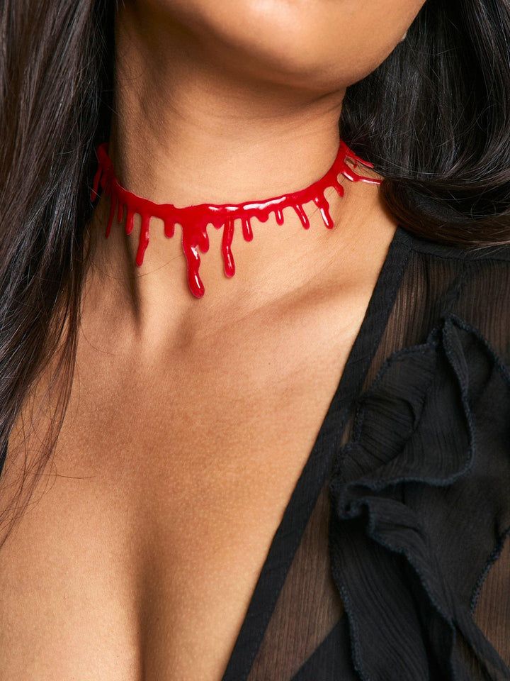 Collier Ras-du-cou imitation sang dégoulinant pour Halloween