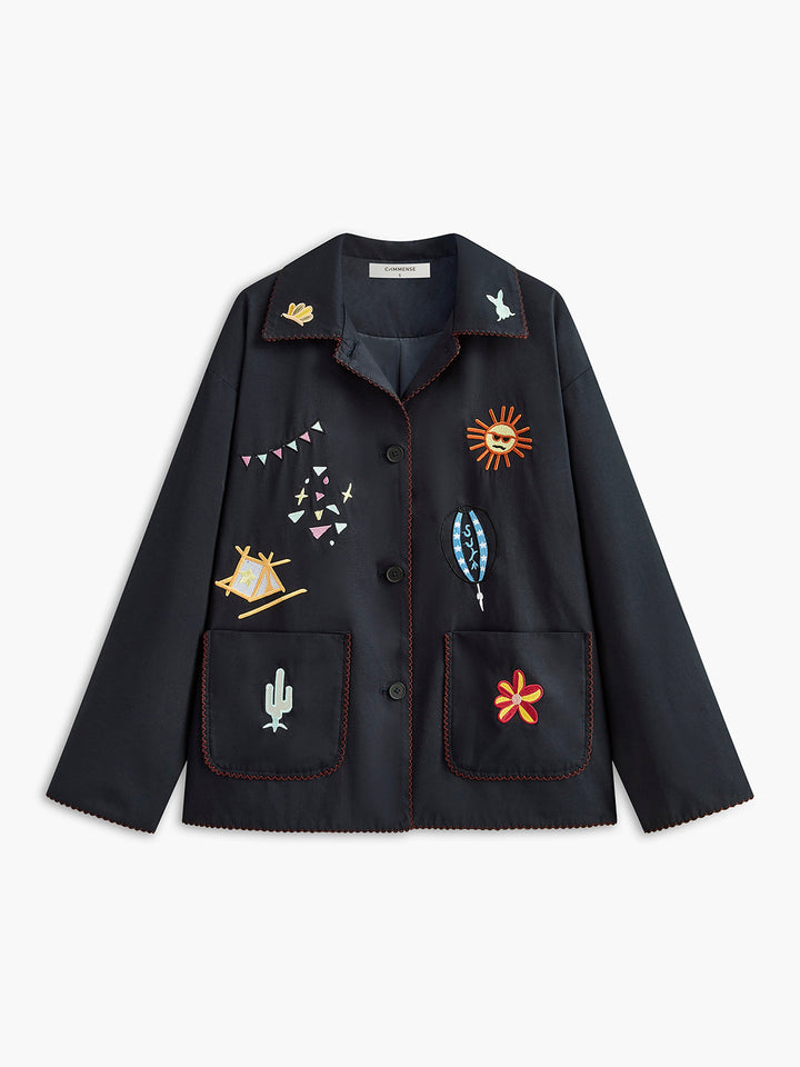Veste à revers brodée Bohème