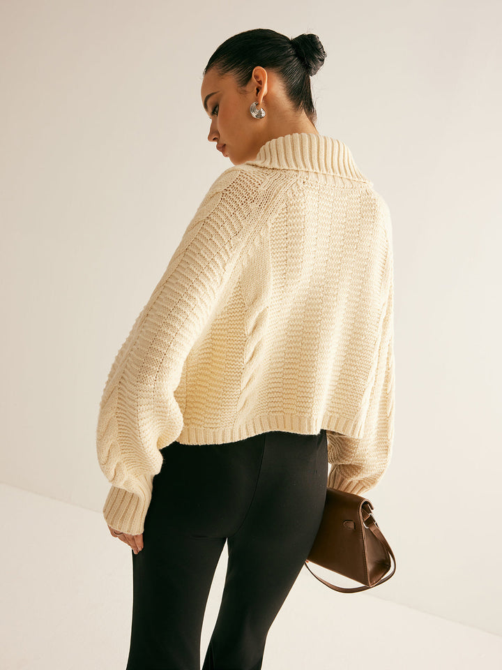 Cardigan en maille torsadée à revers