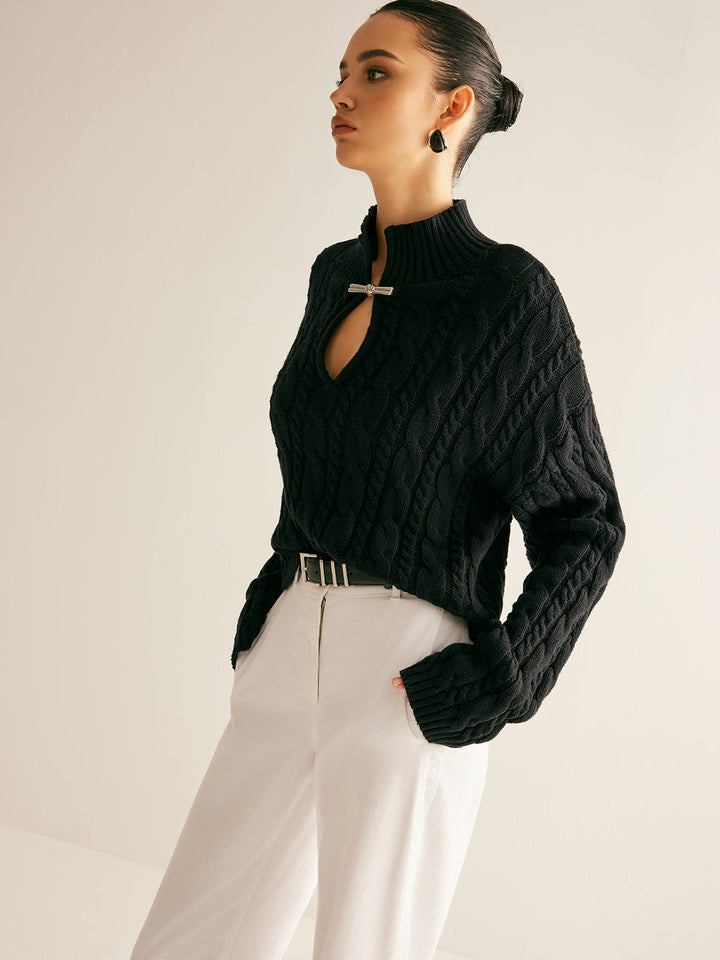 Haut en tricot à col clé en coton