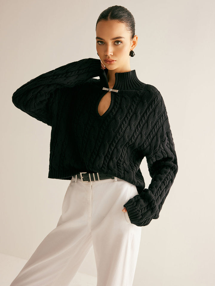 Haut en tricot à col clé en coton