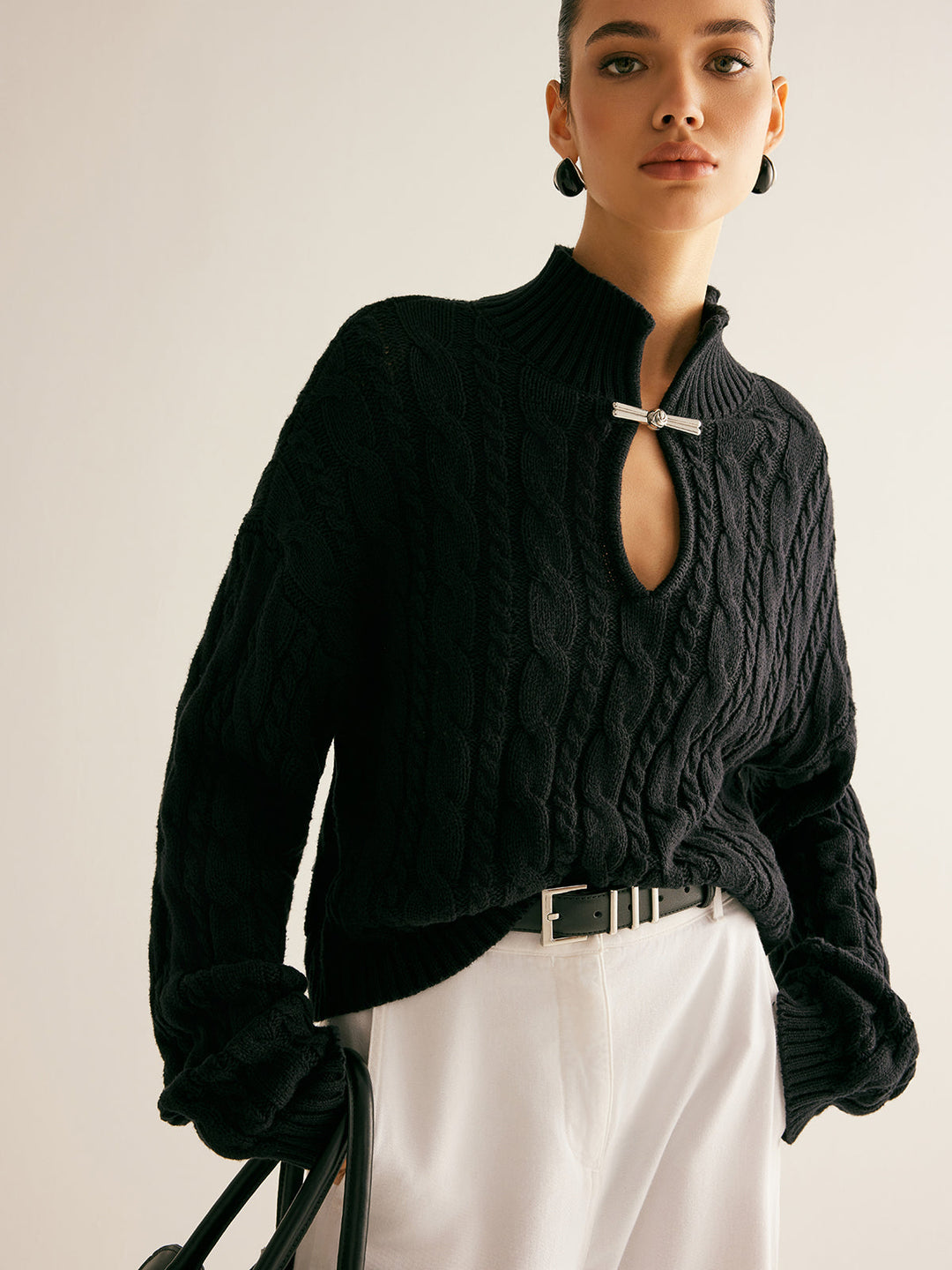 Haut en tricot à col clé en coton