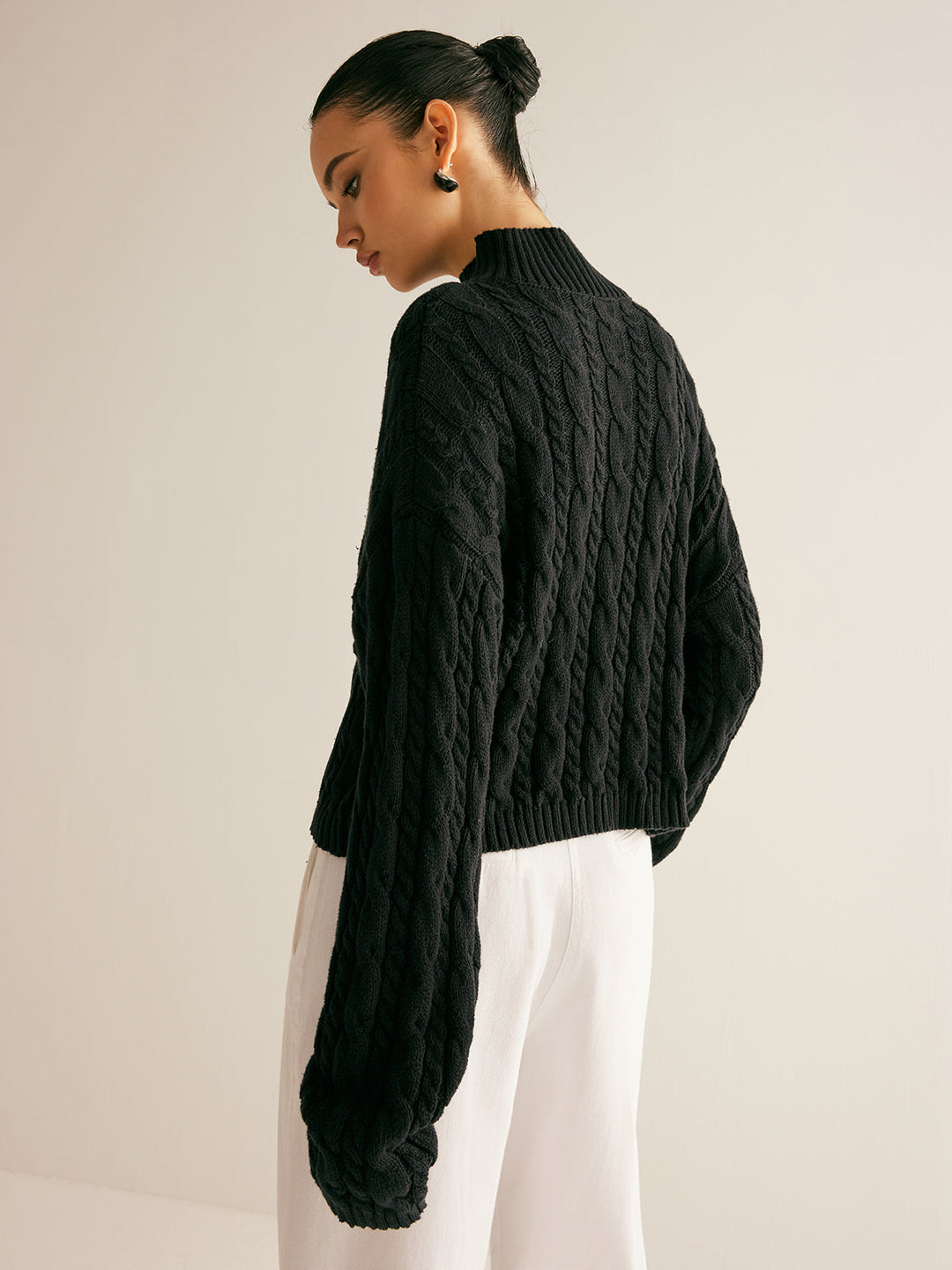 Haut en tricot à col clé en coton