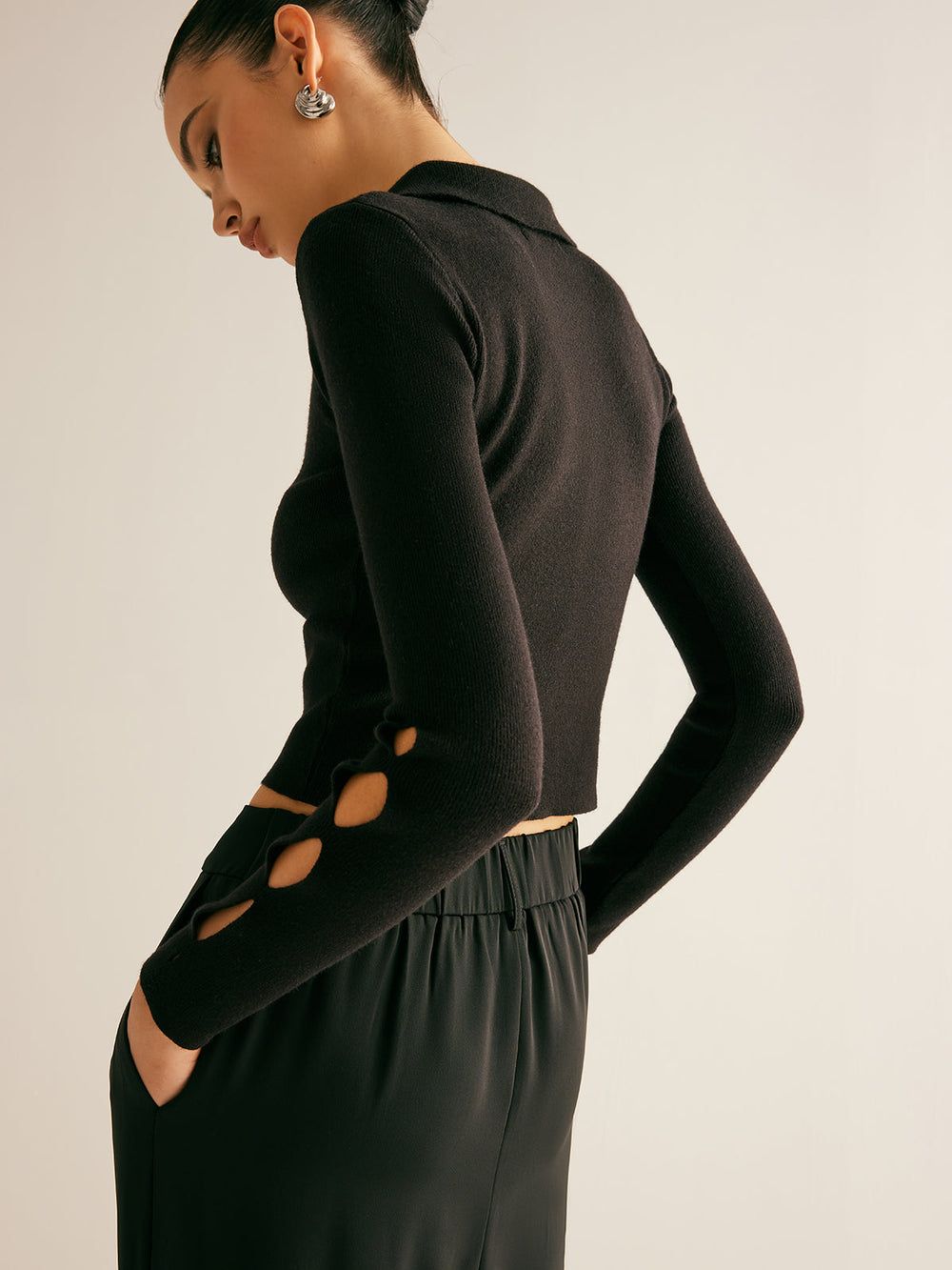 Sweater Court à Revers en Métal