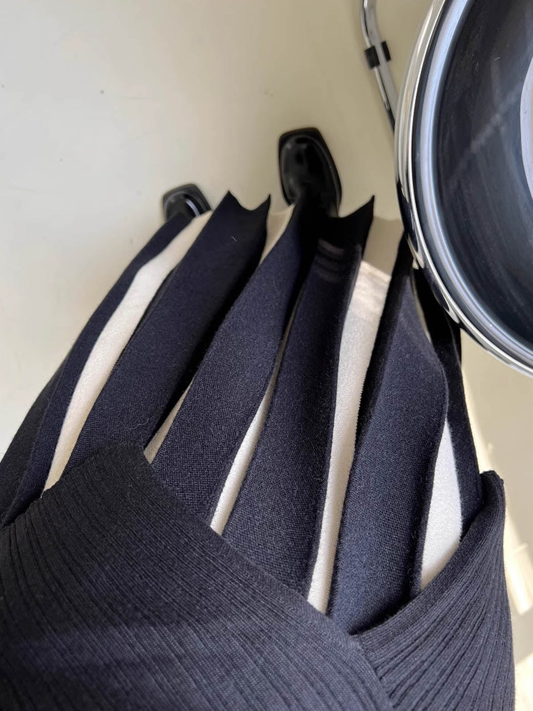 Jupe mi-longue en tricot colorblock