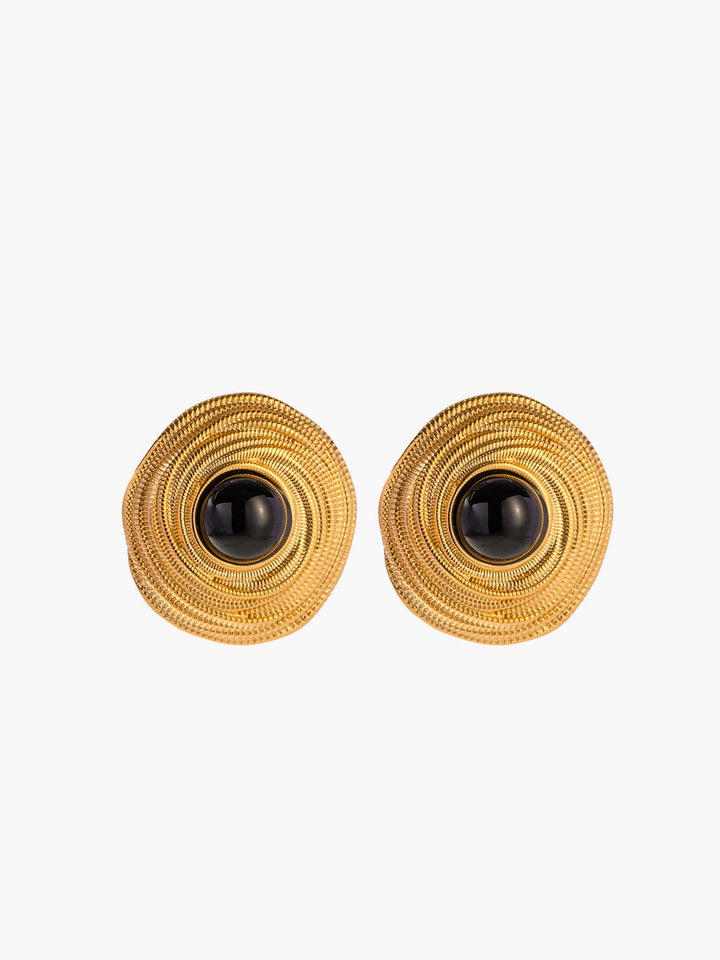Boucles d'oreilles créoles en onyx noir doré