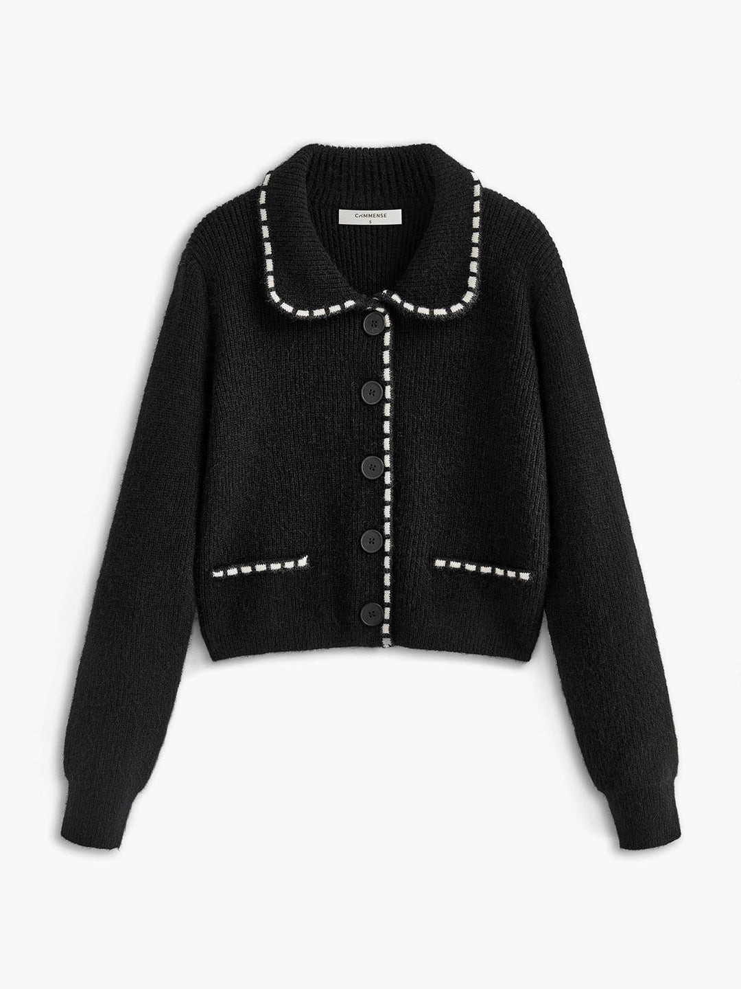 Cardigan à revers à garniture contrastante