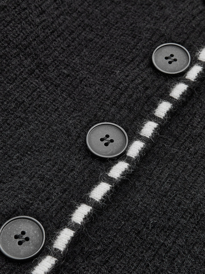 Cardigan à revers à garniture contrastante