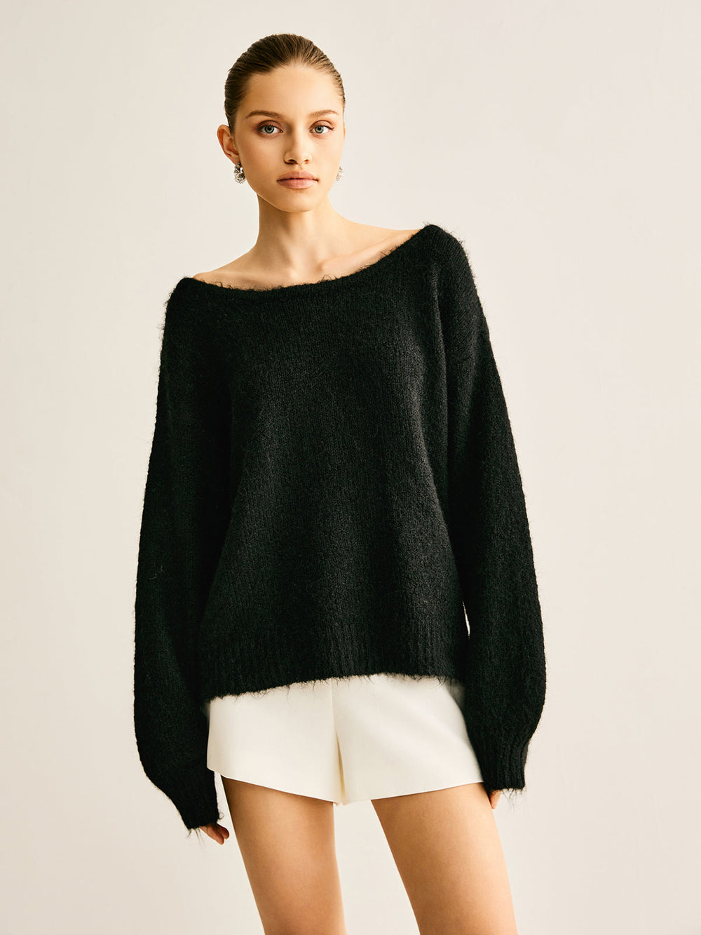 Pull ample côtelé avec nœud