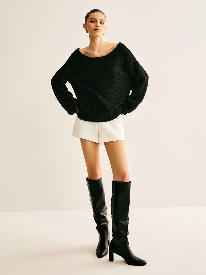Pull ample côtelé avec nœud