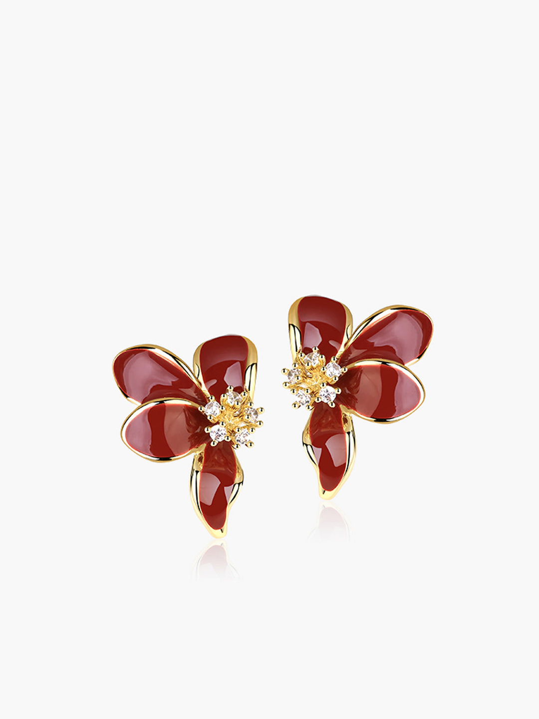 Boucles d'oreilles puces florales vintage en strass