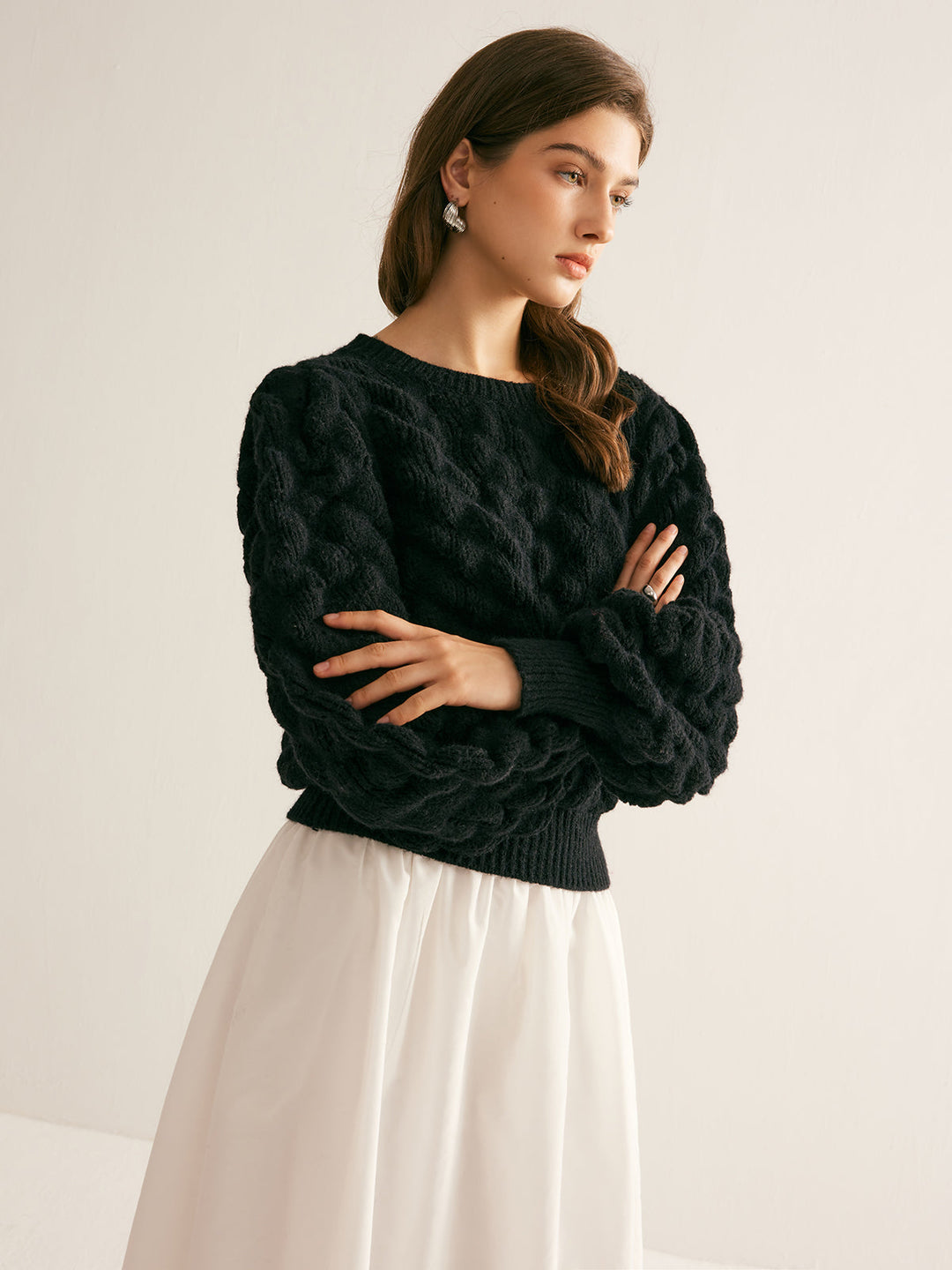 Sweater à col ras du cou en nuage