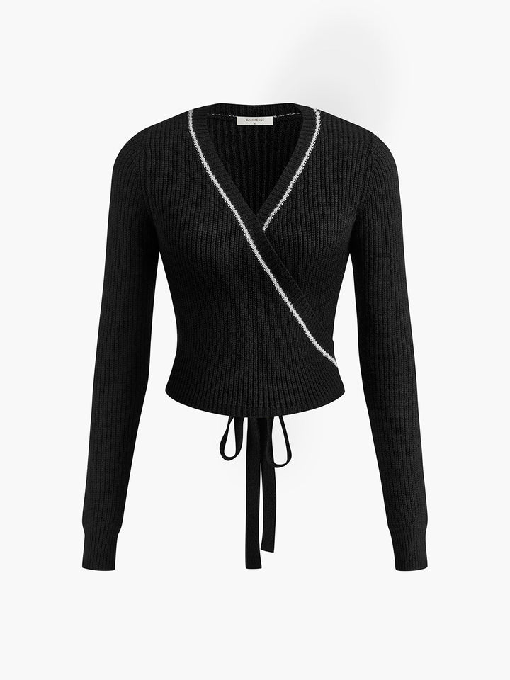 Pull en Maille à Lacets Croisés