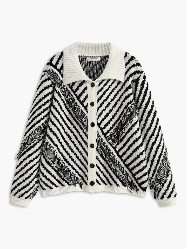 Cardigan Boutonné à revers Bohème