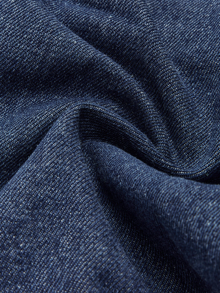 Gilet droit en jean avec col à revers et poches