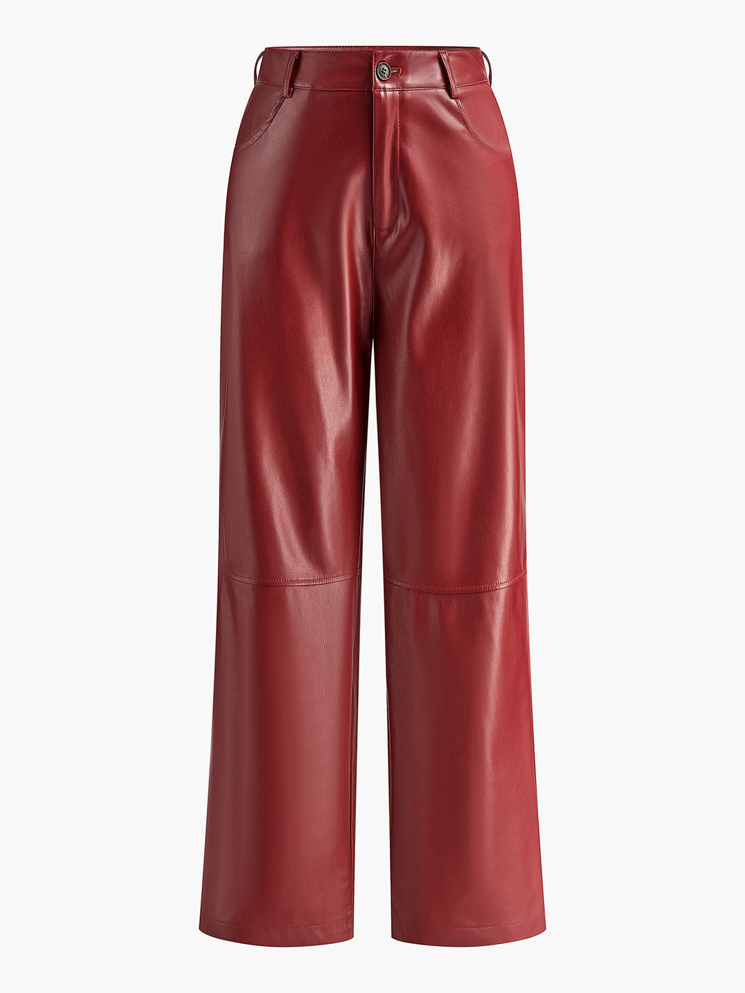 Pantalons en cuir PU taille haute à boutons