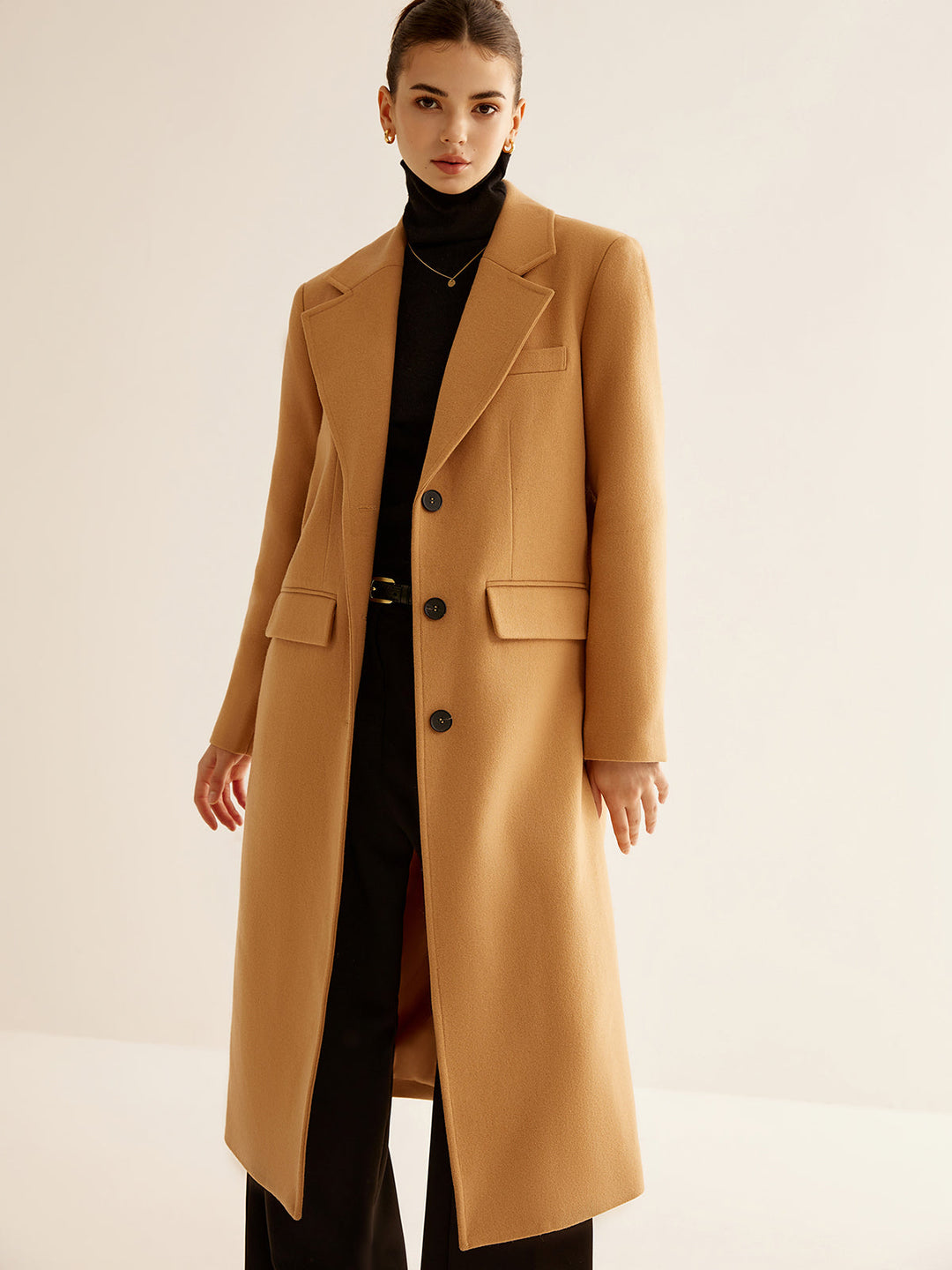 Manteau Long Minimaliste en Mélange de Laine