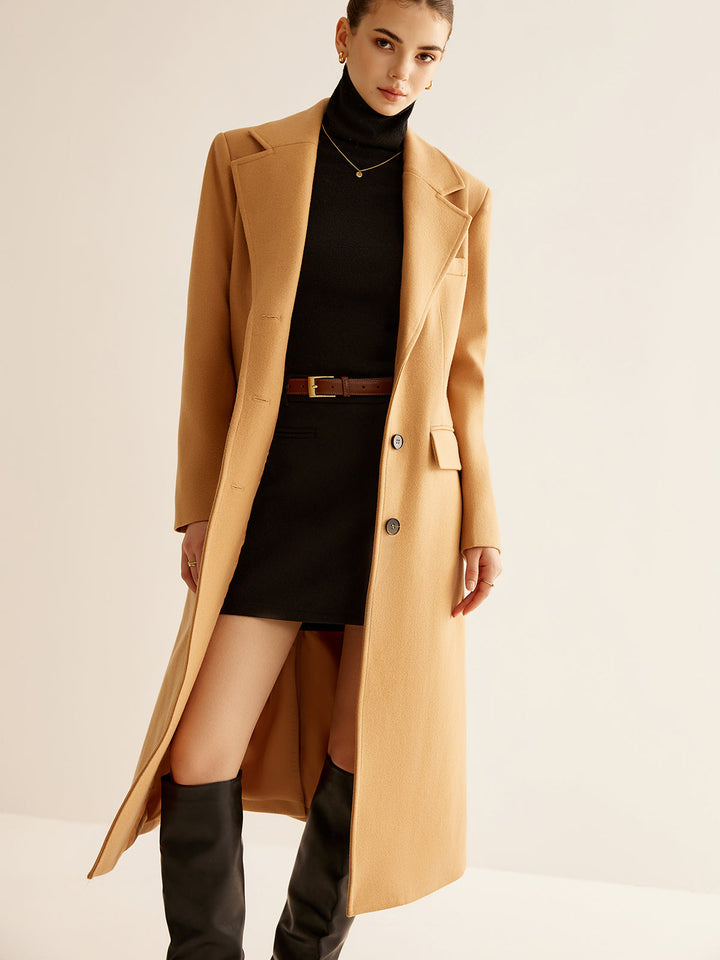 Manteau Long Minimaliste en Mélange de Laine