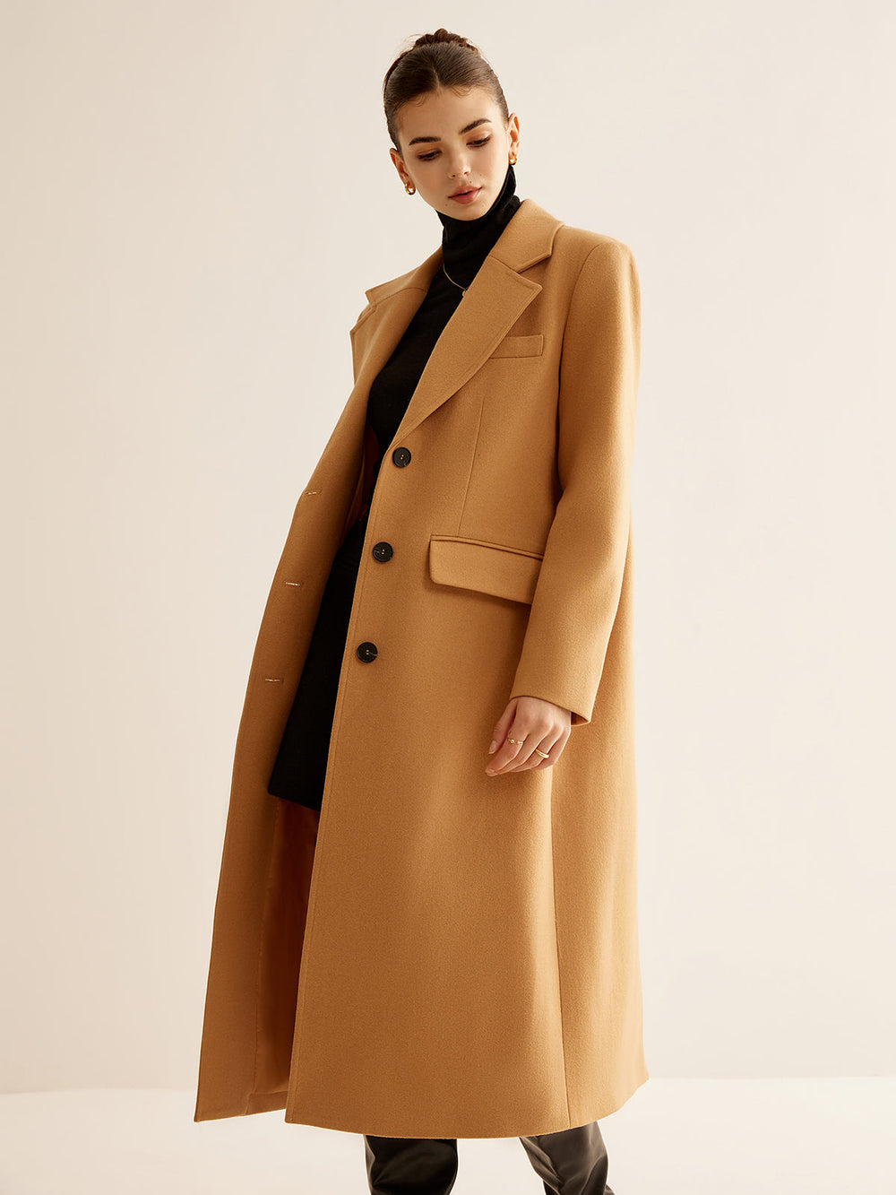 Manteau Long Minimaliste en Mélange de Laine