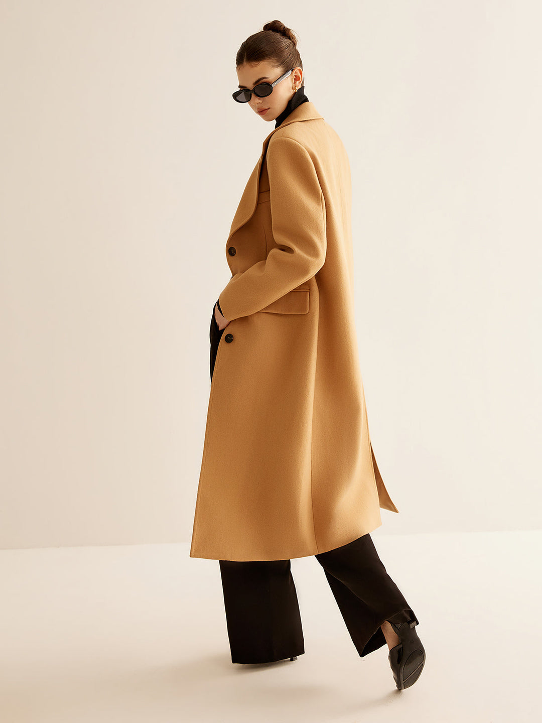 Manteau Long Minimaliste en Mélange de Laine