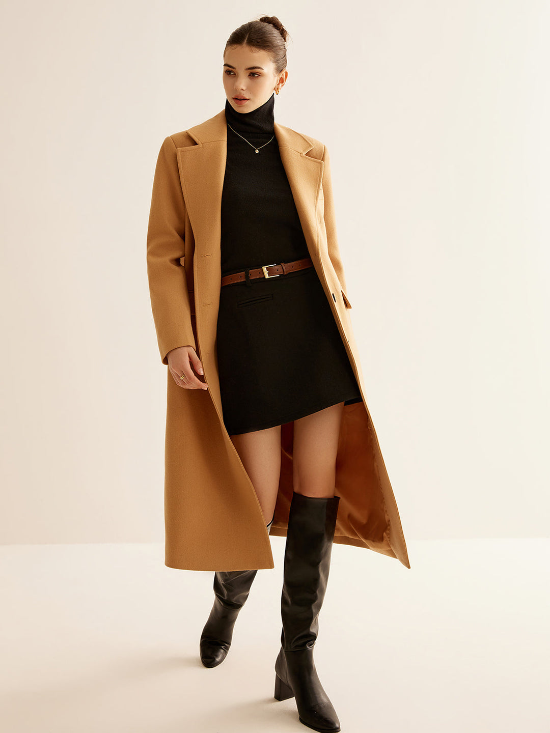 Manteau Long Minimaliste en Mélange de Laine