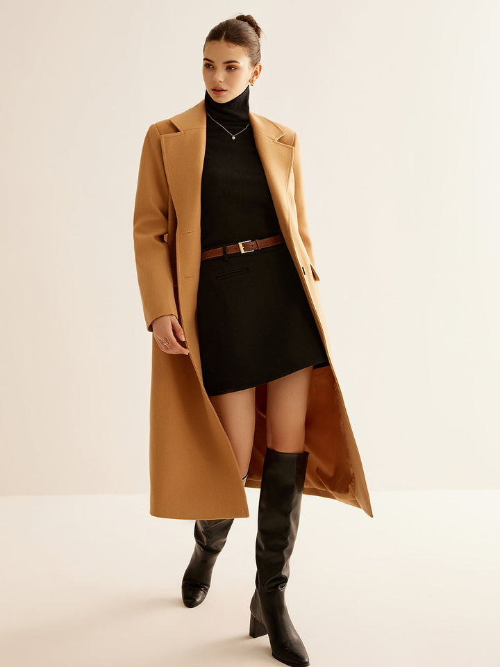 Manteau Long Minimaliste en Mélange de Laine