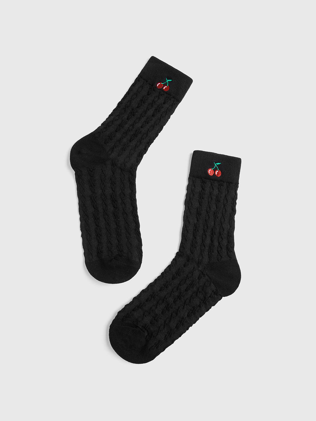 Chaussettes chaudes Cherry Embroidered Twist