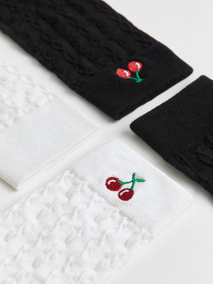 Chaussettes chaudes Cherry Embroidered Twist