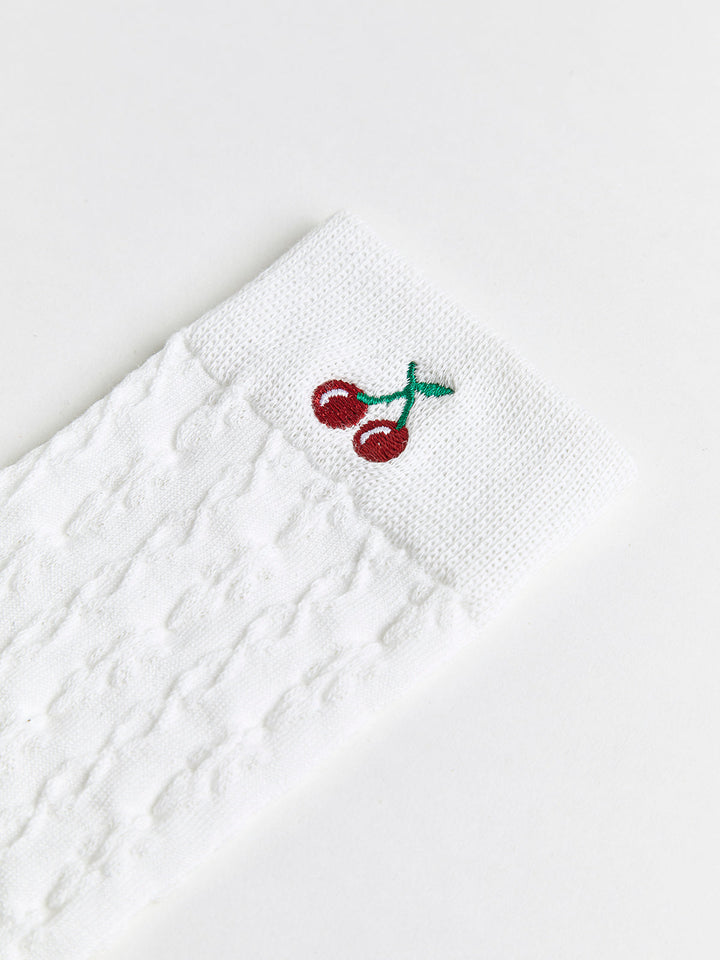 Chaussettes chaudes Cherry Embroidered Twist