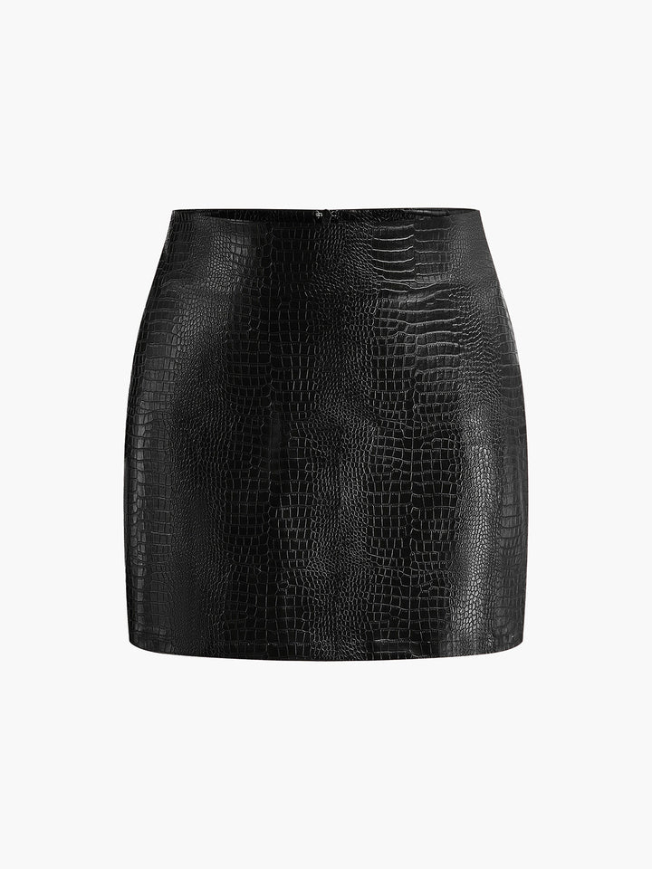 Mini-jupe texturée en faux cuir